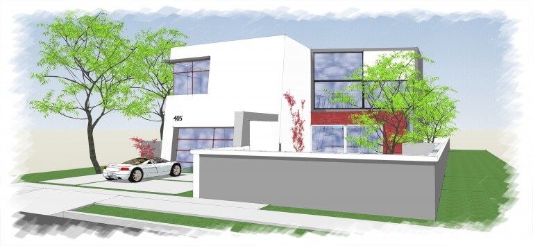 rendering of the front of new home project on cabana in a tuscan home in palm springs on arieabekasis.com